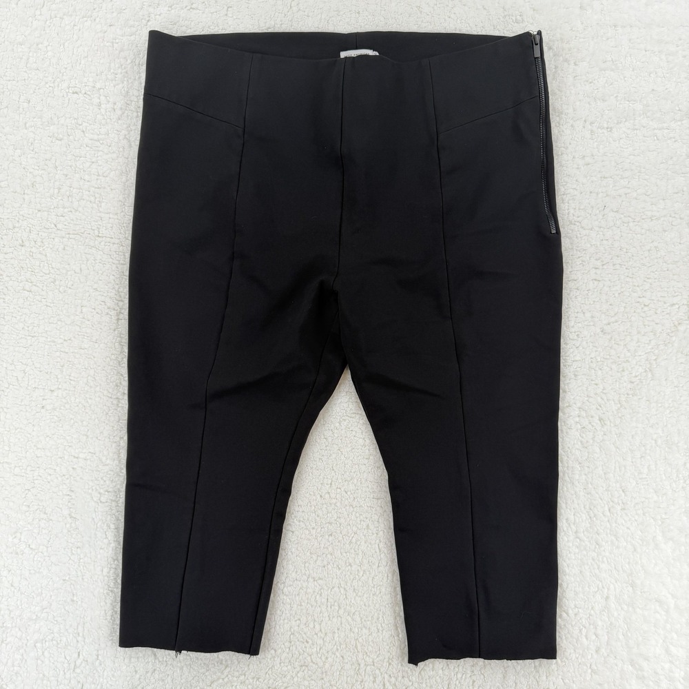 Good American Black Ponte Pants Womens 8 Side Zip Cropped Tapered GDPSZ530NA